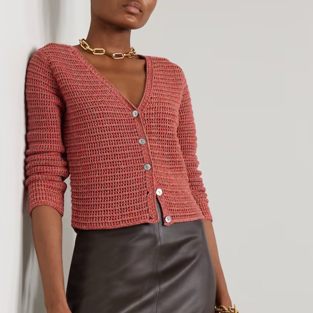 NWOT VINCE Pink Cotton Knit Cardigan